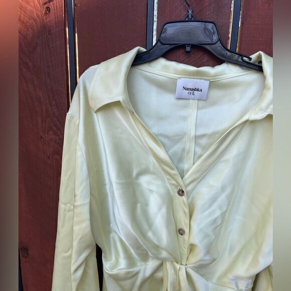 NANUSHKA Ayse Front Twist Satin Dress Lumen size Large - Picture 7 of 14